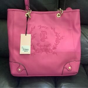 Juicy Couture Pink Embossed Tote with Gold Hardware